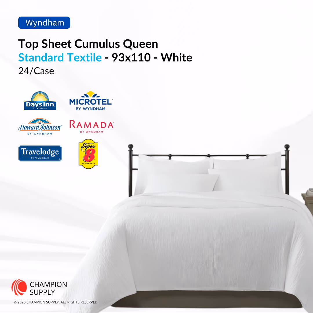 Standard Textile Wyndham Cumulus Decorative Top Cover – Queen, White – Case of 24